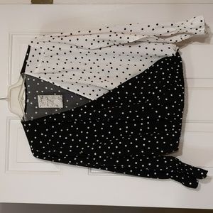 NWT Suvimuga women's black and white polka dot blouse size L